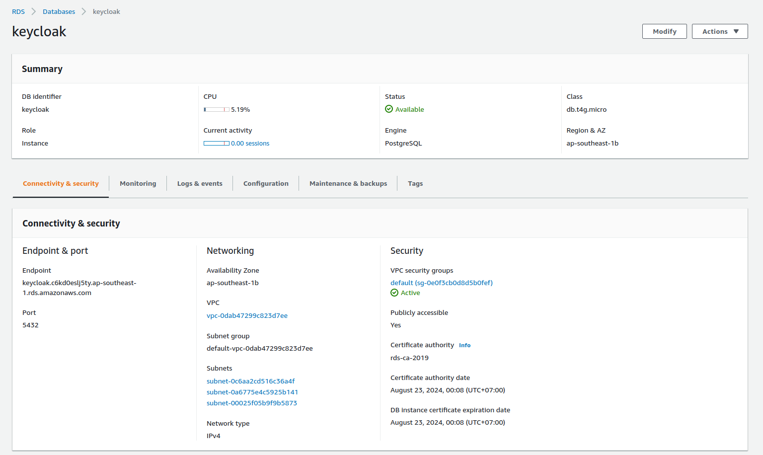 Amazon Web Service for PostgreSQL