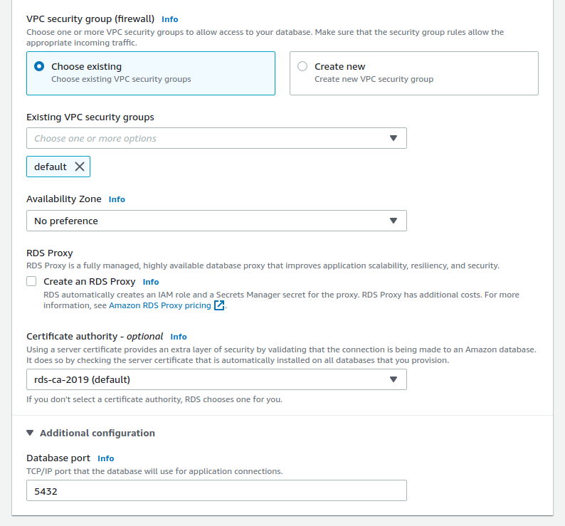 Amazon Web Service for PostgreSQL